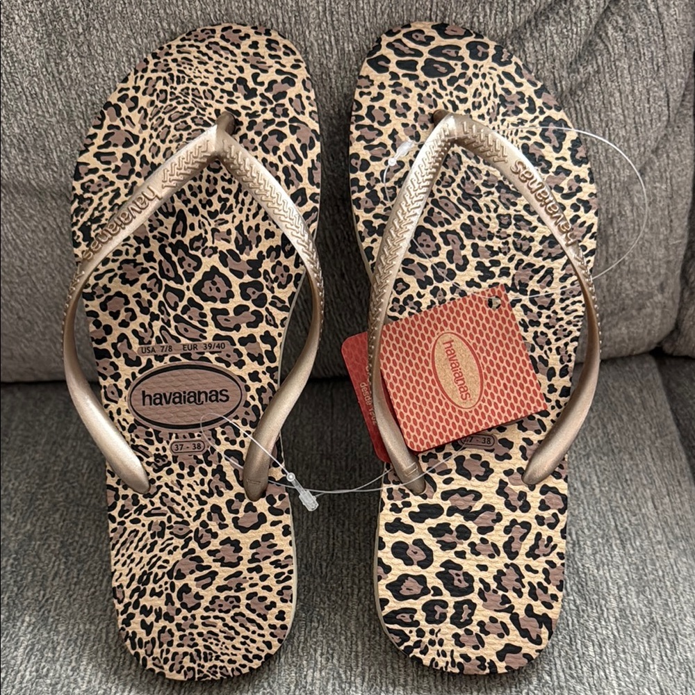 NWT Havaianas Leopard Print Slim Sandal